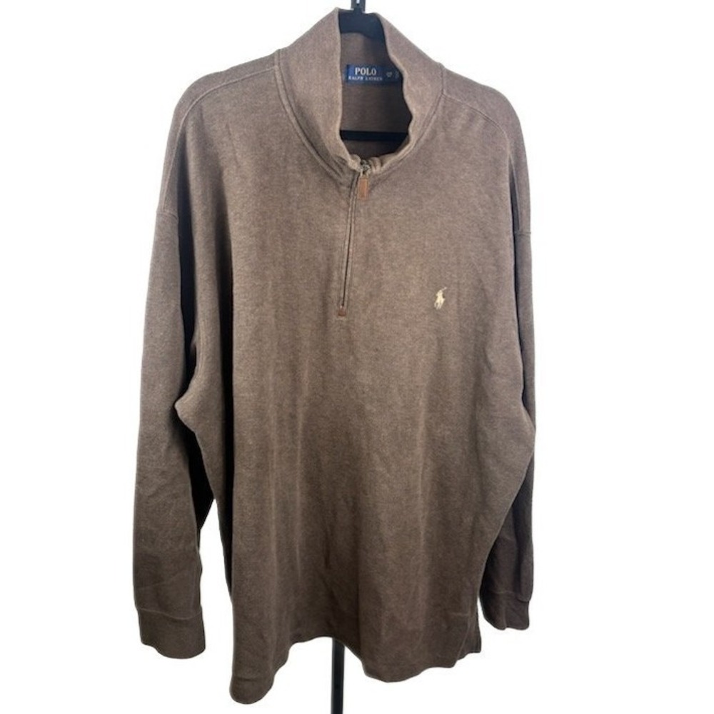 Polo Ralph Lauren Quarter Zip Sweater Men's Size 2XB Brown Pullover